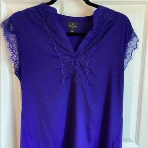 Like new sleeveless cobalt blue  lace trim top
